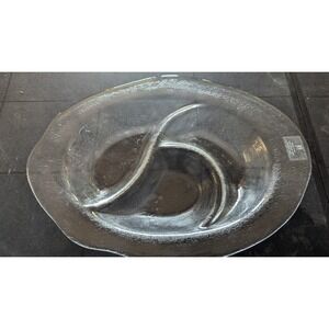 IVY‎ Made in Italy Clear Glass Divided Serving Platter Appetizer Tray